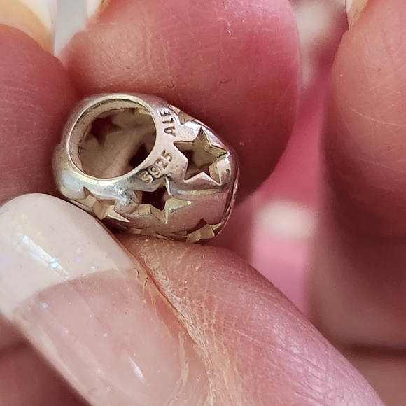 Pandora  pair ( 2 for 25.00)  heart shape with open stars - Picture 3 of 5